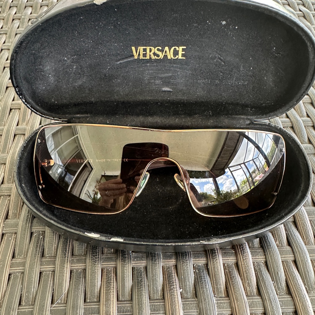 Vintage Unisex Versace Brown Tortoiseshell Sunglasses With Case